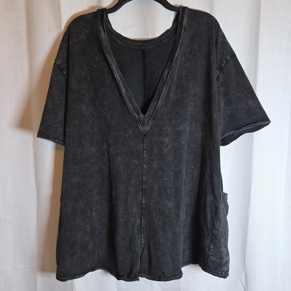 Free People FP Movement Romper Size Small Hot Shot Tee Washed Black Oversized - Picture 6 of 13